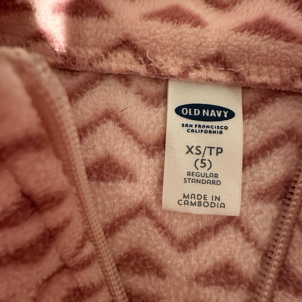 Old Navy Girls Pink Geometric Zip-Up Fleece pullover size 5 - Picture 4 of 4